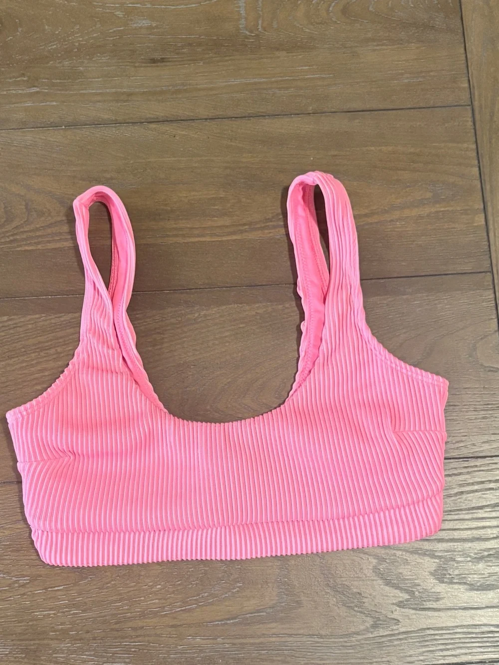 Hollister Ribbed Pink Scoop Bikini Top